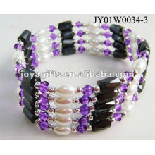 Magnetic Purple Glass Beaded Wrap Bracelets &amp; Collier 36 &quot;